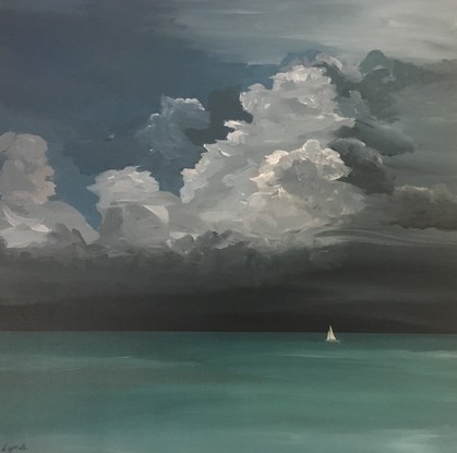 (CreativeWork) Outrunning the storm by Ann Maree Lynch. Oil. Shop online at Bluethumb.