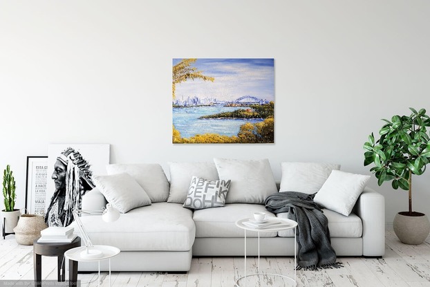 (CreativeWork) Sydney Harbour from Taronga by Carmen Iglesias. Oil. Shop online at Bluethumb.