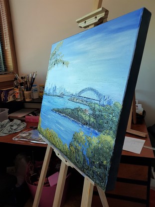 (CreativeWork) Sydney Harbour from Taronga by Carmen Iglesias. Oil. Shop online at Bluethumb.