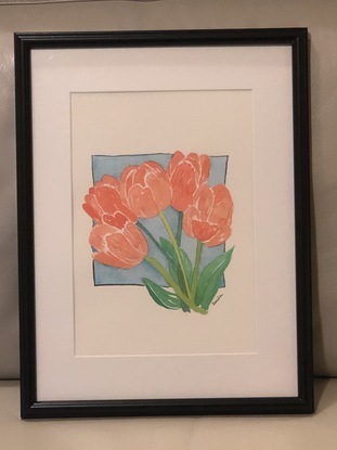 (CreativeWork) Flowers Modern Tulips 1/2 by annalisa amato. Watercolour. Shop online at Bluethumb.