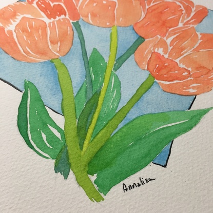 (CreativeWork) Flowers Modern Tulips 1/2 by annalisa amato. Watercolour. Shop online at Bluethumb.