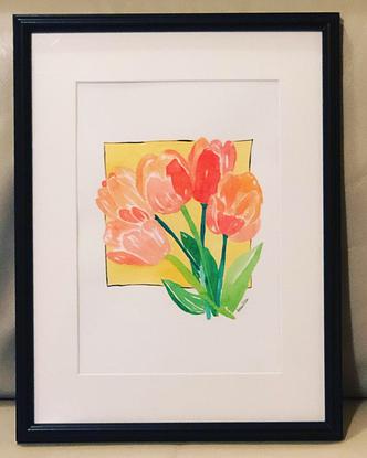 (CreativeWork) Flowers Modern Tulips 2/2  by annalisa amato. Watercolour. Shop online at Bluethumb.