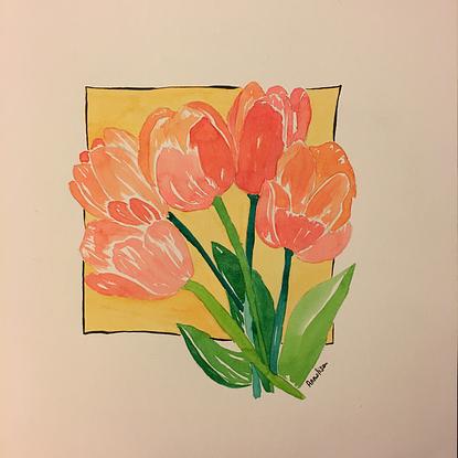 (CreativeWork) Flowers Modern Tulips 2/2  by annalisa amato. Watercolour. Shop online at Bluethumb.