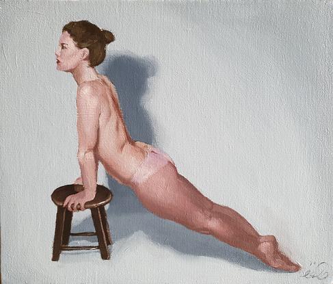 (CreativeWork) Stretching Nude by Jemma Cakebread. Oil. Shop online at Bluethumb.