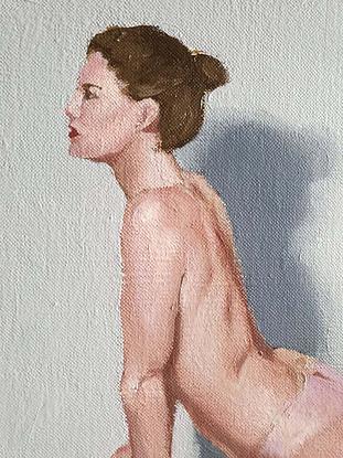 (CreativeWork) Stretching Nude by Jemma Cakebread. Oil. Shop online at Bluethumb.