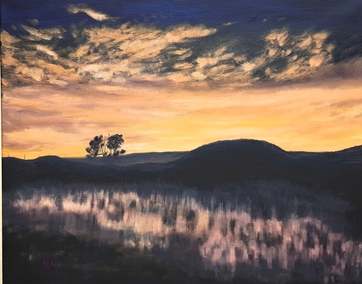 (CreativeWork) Sunset Paints by Kelly Winn. Oil. Shop online at Bluethumb.