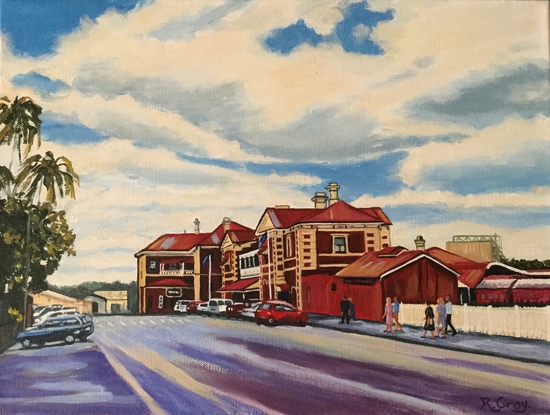 (CreativeWork) The Toowoomba Railway Station  by Robyn Gray. Acrylic. Shop online at Bluethumb.