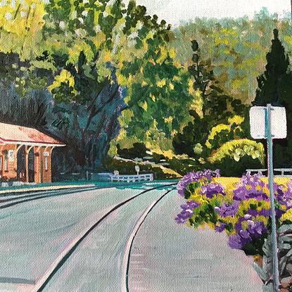 (CreativeWork) Spring Bluff Railway Station Toowoomba III by Robyn Gray. Acrylic. Shop online at Bluethumb.