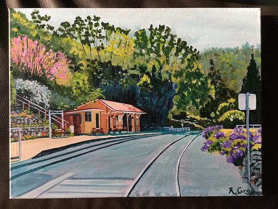 (CreativeWork) Spring Bluff Railway Station Toowoomba III by Robyn Gray. Acrylic. Shop online at Bluethumb.