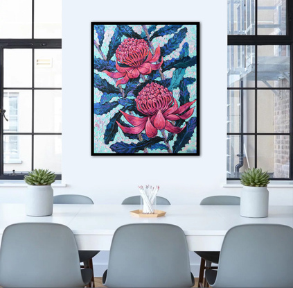 (CreativeWork) Purple Waratah Flowers by Irina Redine. Oil. Shop online at Bluethumb.