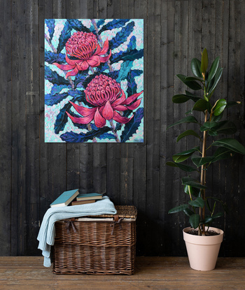 (CreativeWork) Purple Waratah Flowers by Irina Redine. Oil. Shop online at Bluethumb.