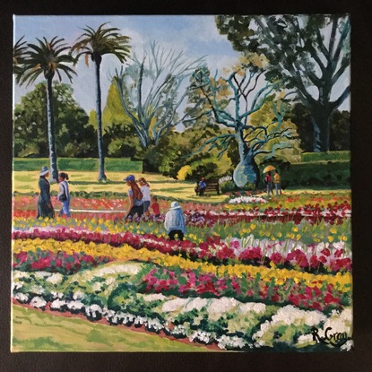 (CreativeWork) Carnival Time in Queens Park  by Robyn Gray. Acrylic. Shop online at Bluethumb.