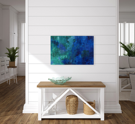 Stunning blues and greens in this lovely abstract.
