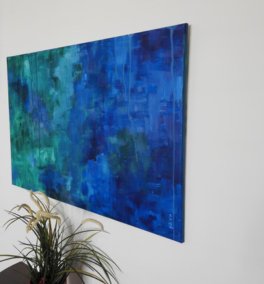 Stunning blues and greens in this lovely abstract.
