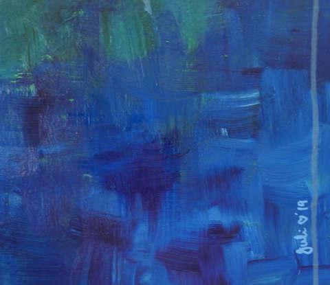 Stunning blues and greens in this lovely abstract.
