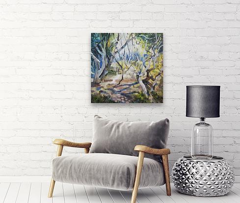 (CreativeWork) Australian  landscape  - Twisted Trees and Kookaburras by Susan Trudinger. Acrylic. Shop online at Bluethumb.