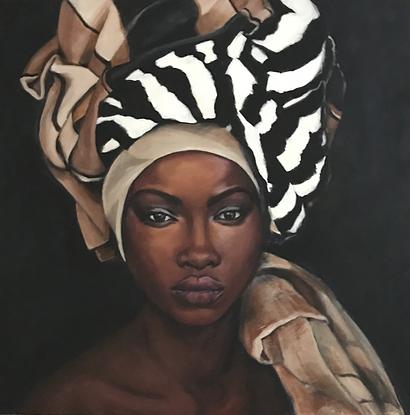 (CreativeWork) African girl 3 by Christine Huntley Harris. Acrylic. Shop online at Bluethumb.