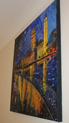 (CreativeWork) Walk along the river Thames by Sashi Muhunthan. Acrylic. Shop online at Bluethumb.