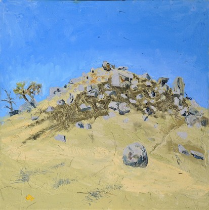 (CreativeWork) Caringa: Small Boulder Hill Past Sentinal Rock by Christopher Sheehan. Oil. Shop online at Bluethumb.