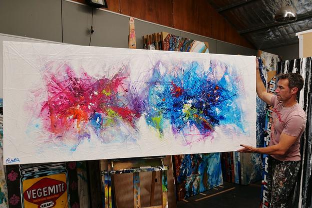 (CreativeWork) Wild Bouquet (ON HOLD FOR CLIENT) 240cm x 100cm Colourful Texture Acrylic Gloss Finish Abstract by _Franko _. Acrylic. Shop online at Bluethumb.