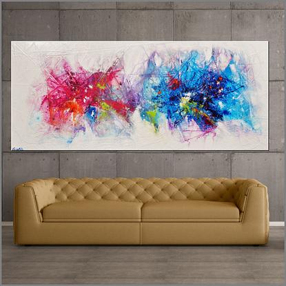 (CreativeWork) Wild Bouquet (ON HOLD FOR CLIENT) 240cm x 100cm Colourful Texture Acrylic Gloss Finish Abstract by _Franko _. Acrylic. Shop online at Bluethumb.