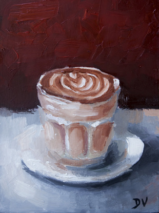 (CreativeWork) Coffee and Latte - Commission for Aisling by Damien Venditti. Oil. Shop online at Bluethumb.