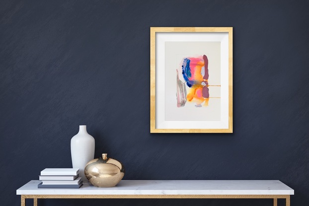 (CreativeWork) Untitled (Pink, orange, blue) by linzie ellis. Watercolour. Shop online at Bluethumb.