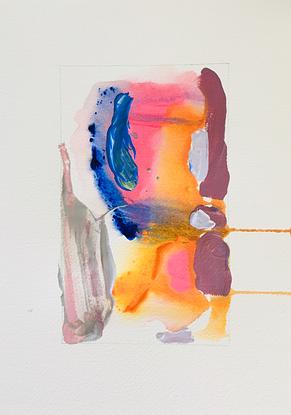 (CreativeWork) Untitled (Pink, orange, blue) by linzie ellis. Watercolour. Shop online at Bluethumb.