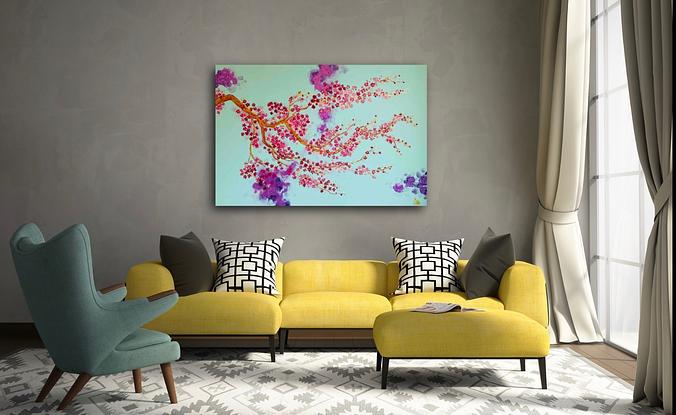 (CreativeWork) Japanese blossoms  by Jon Dorne. Acrylic. Shop online at Bluethumb.