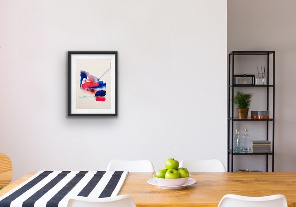 (CreativeWork) Untitled (Blue and red) by linzie ellis. Watercolour. Shop online at Bluethumb.