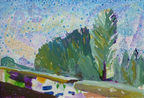 (CreativeWork) Hawthorn Canal by John Douglas. Acrylic. Shop online at Bluethumb.