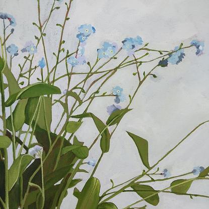 (CreativeWork) Forget me not by Sandra Jenkins. Oil. Shop online at Bluethumb.