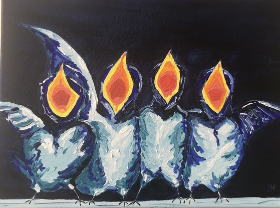 (CreativeWork) Sing for our supper by janelle pollard. Acrylic. Shop online at Bluethumb.