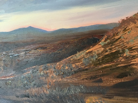 (CreativeWork) Silverton Sunset by Ann Maree Lynch. Oil. Shop online at Bluethumb.