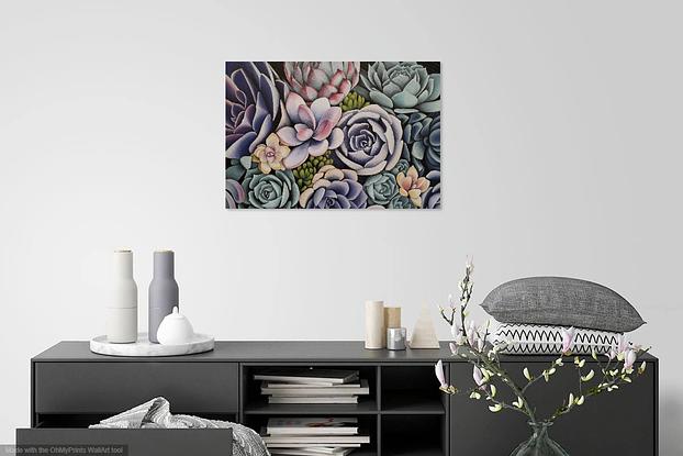 (CreativeWork) Succulent Garden by Erin Hale. Acrylic. Shop online at Bluethumb.