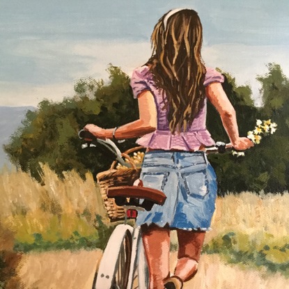 (CreativeWork) The Bike Rider by Robyn Gray. Acrylic. Shop online at Bluethumb.