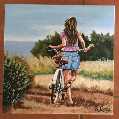 (CreativeWork) The Bike Rider by Robyn Gray. Acrylic. Shop online at Bluethumb.