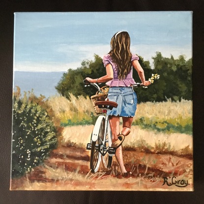 (CreativeWork) The Bike Rider by Robyn Gray. Acrylic. Shop online at Bluethumb.