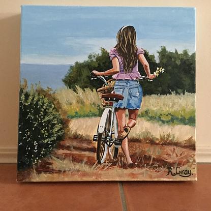 (CreativeWork) The Bike Rider by Robyn Gray. Acrylic. Shop online at Bluethumb.