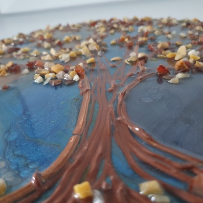 (CreativeWork) GEM TREE OF LIFE , Resin textured art with real crystal gems by Suzana Dancks. Resin. Shop online at Bluethumb.