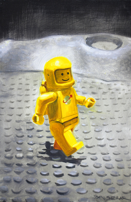 (CreativeWork) Spaceman Three out for a stroll by Ben Sherar. Oil. Shop online at Bluethumb.