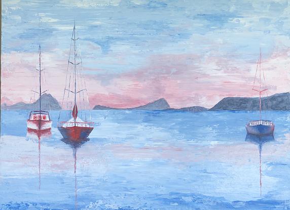 (CreativeWork) Calm in the Cove by Diane Stewart. Mixed Media. Shop online at Bluethumb.