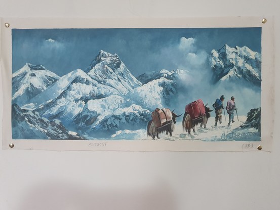 (CreativeWork) Everest Range Nepal by Arjun Gurung. Oil. Shop online at Bluethumb.