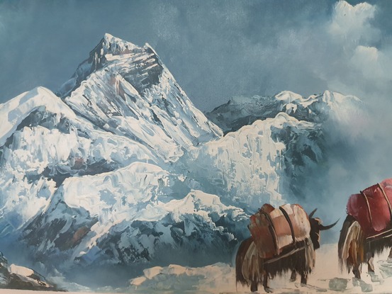 (CreativeWork) Everest Range Nepal by Arjun Gurung. Oil. Shop online at Bluethumb.