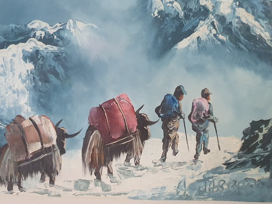 (CreativeWork) Everest Range Nepal by Arjun Gurung. Oil. Shop online at Bluethumb.