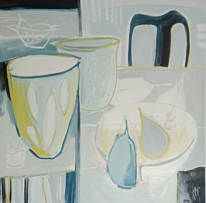 (CreativeWork) TABLE THINGS by Karen McPhee. Acrylic. Shop online at Bluethumb.