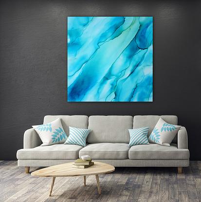 (CreativeWork) Turquoise Waters 92cm x 92cm stunner by __pete+chrissy angelheart. Mixed Media. Shop online at Bluethumb.