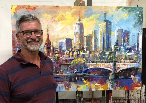 (CreativeWork) Melbourne by Jos Coufreur. Acrylic. Shop online at Bluethumb.