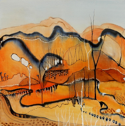 (CreativeWork) Desert Song by Doodie Herman. Acrylic. Shop online at Bluethumb.