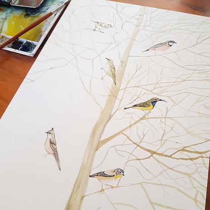 (CreativeWork) Autumn Branches by Nicola Cowie. Watercolour. Shop online at Bluethumb.